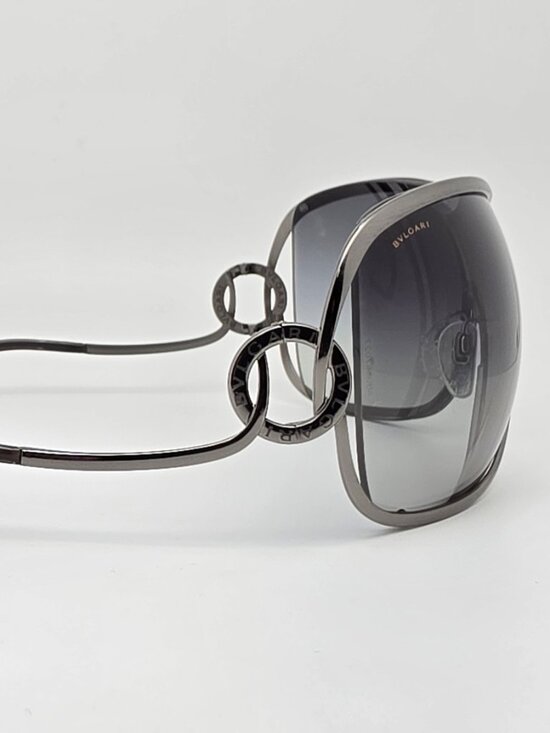 Bvlgari 6027 103 Gunmetal Frame Blue Gradient Lens Oversized Shield Sunglasses main image 13